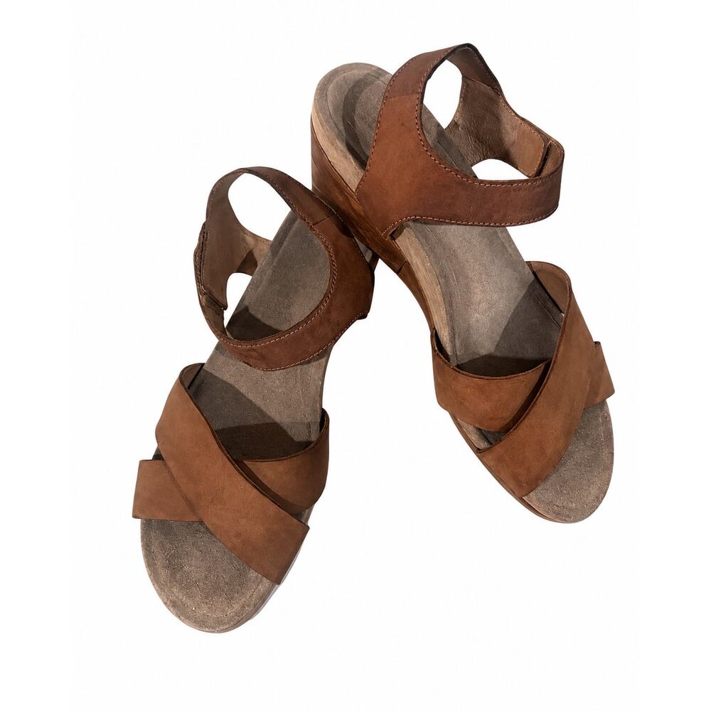 UGG Mayley 3146 Brown Leather Slingback Wedge Sandals Women US5 Boho Coastal Y2K